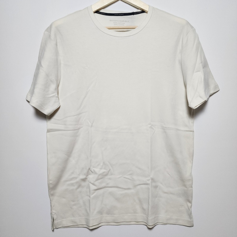 Banana Republic Luxe Touch Performance Tee Short Sleeve Cotton Cream Large